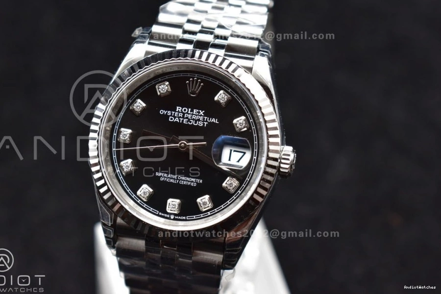 Diamond Bracelet 1:1 DateJust Black Steel 36 On 126234 Jubilee 904L SS Dial Best TechFriendly VS VSF Edition 410 0707